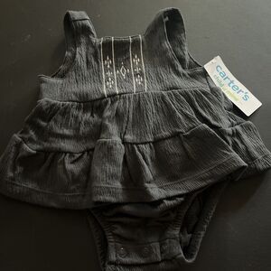 Carter's 0-3 MONTHS Child of Mine Charcoal Diamond Baby Girl Dress, One-Piece